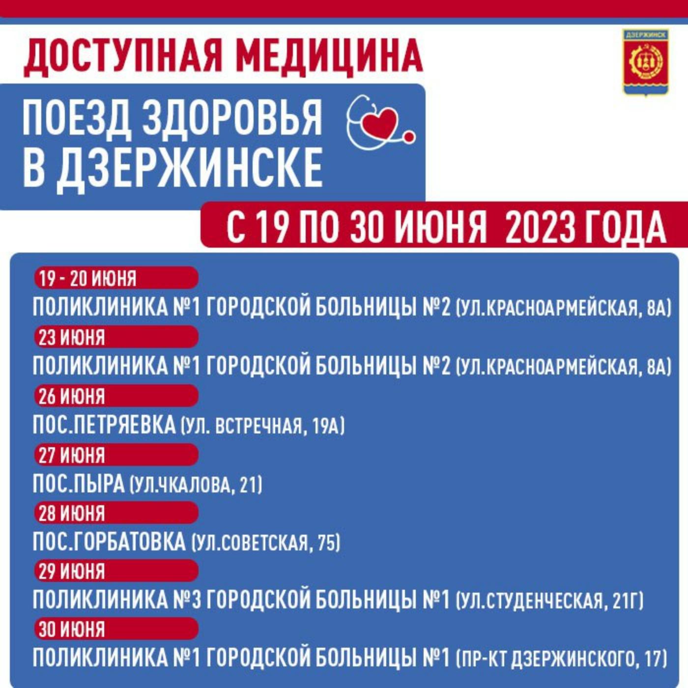 Поезд здоровья» будет работать в Дзержинске в течение двух недель -  Администрация города Дзержинска